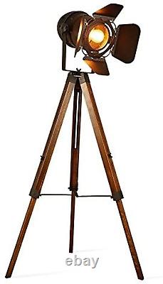 Decoluce Vintage Tripod Floor Lamp, Nautical Teatre Retro Spotlight, Industrial De