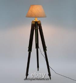 Designer Antique Floor Lamp Vintage Brown Wooden Tripod Stand Home Decor