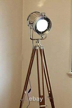 Designer Chrome Vintage Industrial Tripod Floor Lamp Spot Light Floor Lamp