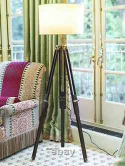 Designer Marine Tripod Floor Lamp Retro Vintage Wooden Finish Floor Lamp