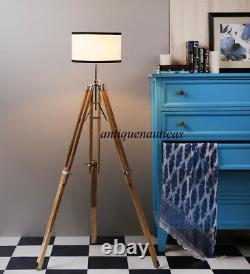 Designer Royal Vintage Floor Lamp Home Decor Use With Shade Wooden Tripod Stand