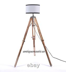 Designer Royal Vintage Floor Lamp Home Decor Use With Shade Wooden Tripod Stand