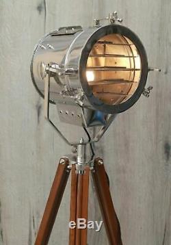 Designer Vintage Brown Wood Handmade Tripod Floor Lamp For Christmas