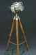Designer Vintage Spotlight Chrome Finish Nautical Searchlight Tripod Floor Lamp