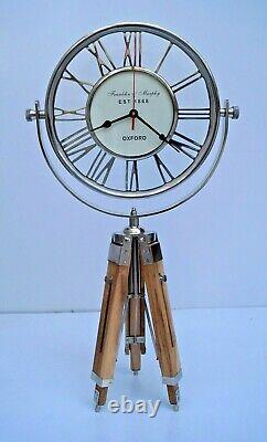 Desk clock Nautical vintage adjustable wooden tripod stand marine Home decor