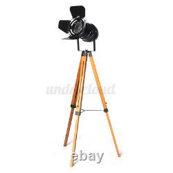 E27 Vintage Wood Tripod Floor Lamp Spotlight Home Lighting Fixture Decoration \