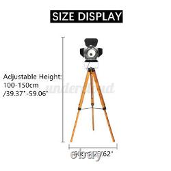 E27 Vintage Wood Tripod Floor Lamp Spotlight Home Lighting Fixture Decoration \