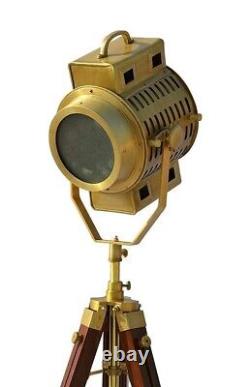 E27 wooden tripod floor lamp nautical spotlight vintage studio home decor Light