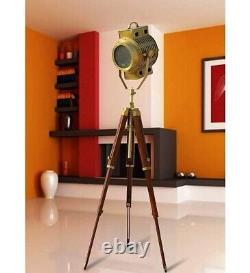 E27 wooden tripod floor lamp nautical spotlight vintage studio home decor Light