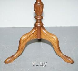 Elegant Vintage Mahogany Tripod Lamp Side End Wine Occasional Table Bowed Top