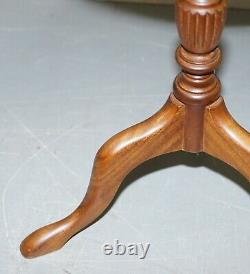 Elegant Vintage Mahogany Tripod Lamp Side End Wine Occasional Table Bowed Top