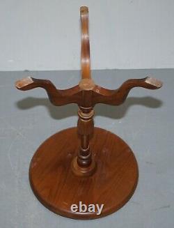 Elegant Vintage Mahogany Tripod Lamp Side End Wine Occasional Table Bowed Top