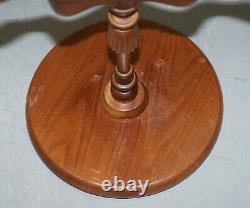 Elegant Vintage Mahogany Tripod Lamp Side End Wine Occasional Table Bowed Top