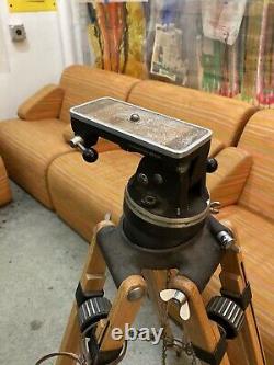 Extra Large Vintage WOODEN TRIPOD ARRI Head 35MM film Antique Rare