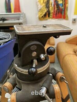 Extra Large Vintage WOODEN TRIPOD ARRI Head 35MM film Antique Rare