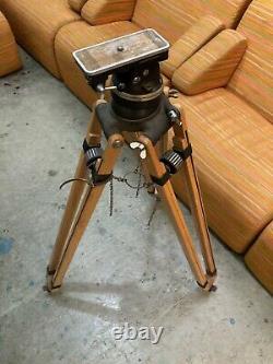 Extra Large Vintage WOODEN TRIPOD ARRI Head 35MM film Antique Rare