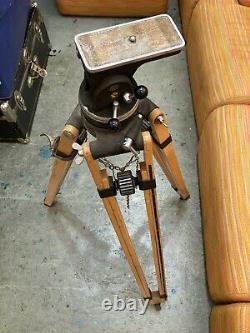 Extra Large Vintage WOODEN TRIPOD ARRI Head 35MM film Antique Rare