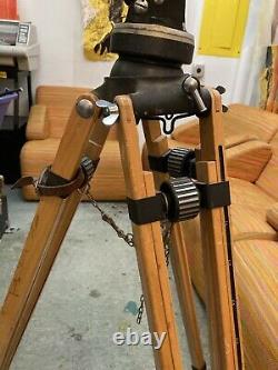 Extra Large Vintage WOODEN TRIPOD ARRI Head 35MM film Antique Rare