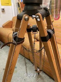 Extra Large Vintage WOODEN TRIPOD ARRI Head 35MM film Antique Rare