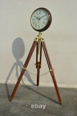 Floor Clock with Tripod Stand Home Decor Vintage Marine + Wall Clock Decor