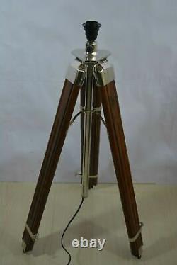 Floor Lamp Adjustable Wooden Tripod Stand Vintage Shade Lamp Room Light