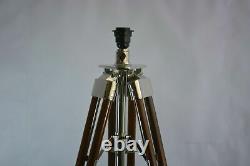 Floor Lamp Adjustable Wooden Tripod Stand Vintage Shade Lamp Room Light