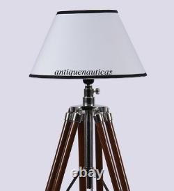 Floor Lamp Home Decor Use Nautical Collectible With Shade Wooden Tripod Stand