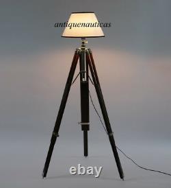 Floor Lamp Home Decor Use Nautical Collectible With Shade Wooden Tripod Stand