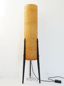 Floor Lamp Rocket Tripod Vintage 1970 Wood & Resin 70s 70's Space Age