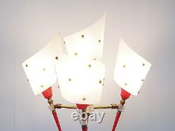 Floor Lamp Tripod Vintage 1950 Rockabilly Plexiglas Brass Steel 50S 50'S