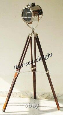 Floor Lamp Vintage Big Natural Spotlight Wooden Tripod Big Lamp Searchlight