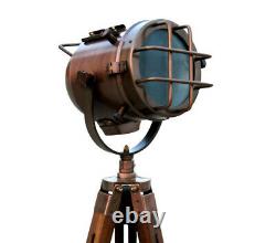 Floor Lamp With Wooden Tripod Vintage Industrial Camera Spot Light Search Light