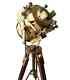 Floor Lamp Wooden Tripod Stand Vintage Brass Nautical Searchlight Spotlight