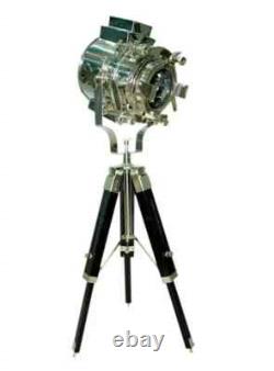 Floor Lamp with wooden tripod Nautical vintage Spotlight Lamp searchlight