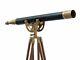 Floor Standing Antique Brass Anchormaster Telescope With Wooden Tripod Stand 39