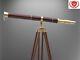 Floor Standing Brass & Wooden Telescope With Tripod Wood Stand Christmas Gift