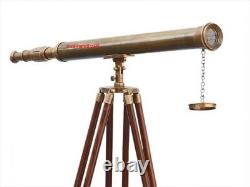 Functioning Nautical Masterpiece Scope Vintage Brass Telescope With Tripod Stand