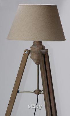 Funky Vintage Tall Wooden Floor Standing Tripod Lamp Adjustable 3 Leg Retro