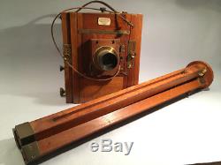 GILLES FALLER Superb Vintage french Wooden camera with its TRIPOD and Brass Lens