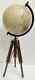 Globe World Tripod Map Stand Nautical Wooden Table Antique Decor Vintage Atlas