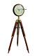 Grand Fathers Vintage Style Wooden Tripod Stand Clocks Desk Brass Antique Table