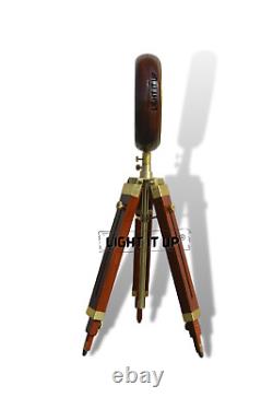 Grand Fathers Vintage Style Wooden Tripod Stand Clocks Desk Brass Antique Table