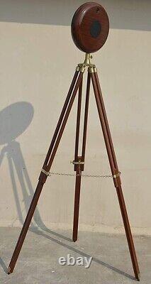 Grand Fathers Vintage Style Wooden Tripod Stand Clocks Desk Brass Antique Table