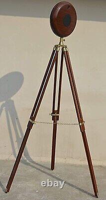 Grand Fathers Vintage Style Wooden Tripod Stand Clocks Desk Brass Antique Table