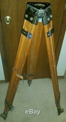 Great Vintage Large Heavy Duty Wooden Survey Surveying 46 Tripod Stand