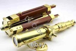 Handcrafted Vintage Brass Telescope Adjustable Tripod Stand For Office Decor