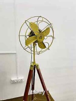 Handmade Standard Antique Tripod Floor Fan With Modern Look Wooden Adjustable AW