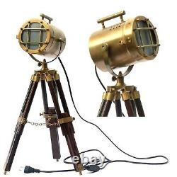 Hollywood Décor, Tripod Style Vintage Model Searchlight Lamp with Wood Tripod