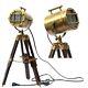 Hollywood Décor, Tripod Style Vintage Model Searchlight Lamp With Wood Tripod