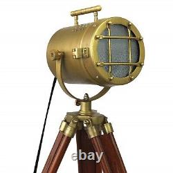 Hollywood Décor, Tripod Style Vintage Model Searchlight Lamp with Wood Tripod